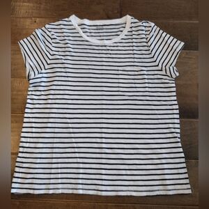 MADEWELL Women's short-sleeve White Black Striped T-Shirt Tee - L
